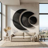 Contemporary Moon Phase Wood Wall Art For Living Decor