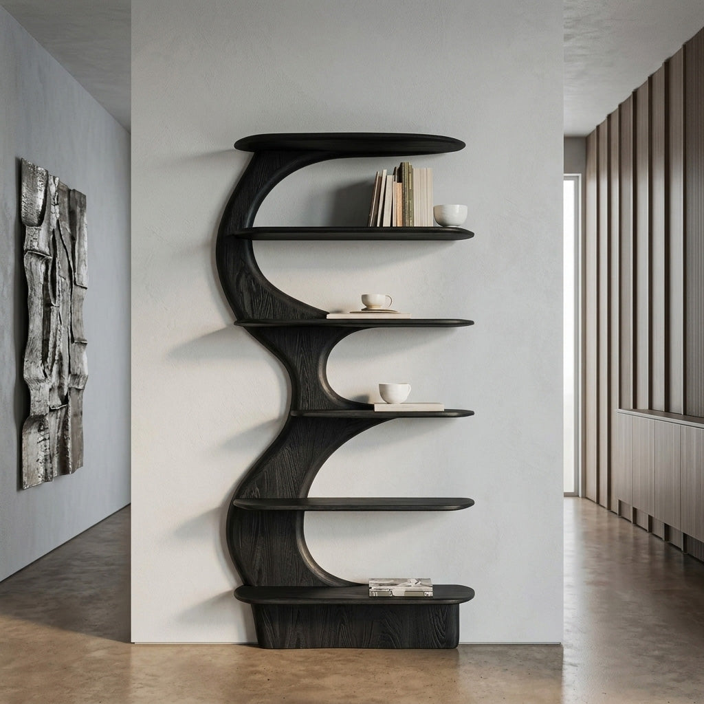 Modern Vertical Bookshelf With Open Storage For Living Room