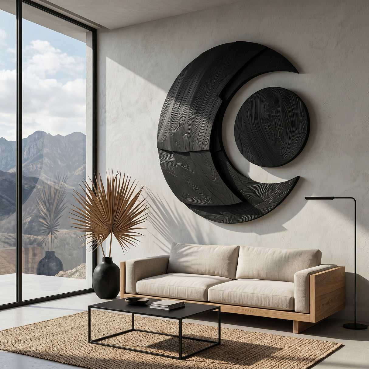 Modern Multi-layered Crescent Moon Wood Wall Art For Interior