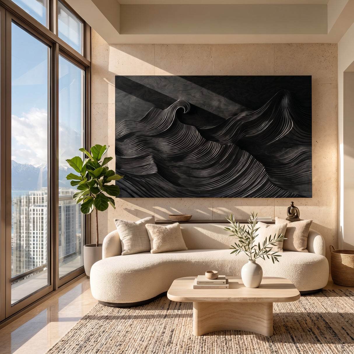 Organic Modern Wave Wood Wall Art For Wall Decor