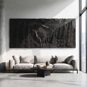 Modern Forest Mountain Wood Wall Art For Living Room