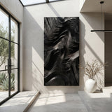 Contemporary Wave Carved Texture Wood Wall Art For Entryway
