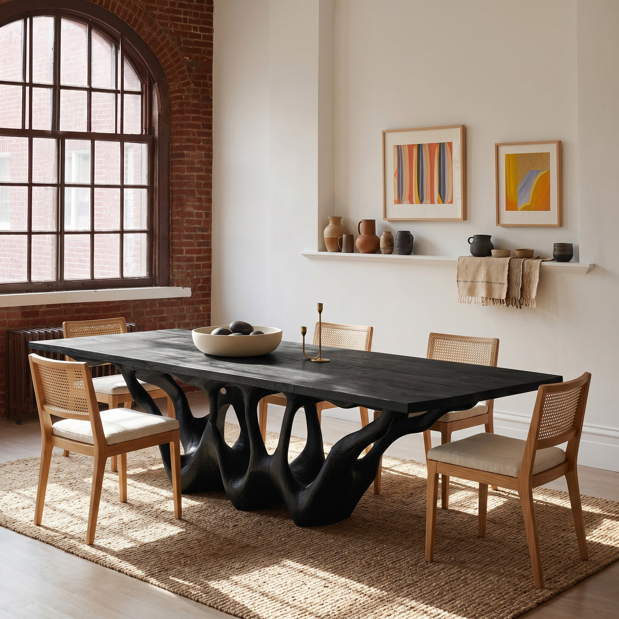 Organic Wooden Dining Table With Sculptural Root Base For Dining Room