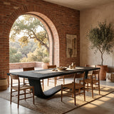 Modern Flowing Wave Base Wooden Dining Table For Dining Space