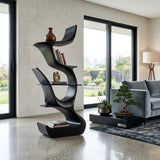 Contemporary Organic Wooden Bookshelf For Living Room Corner