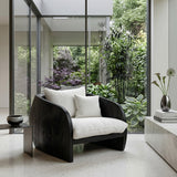 Organic Wooden Armchair With Rounded Frame For Luxury Living Room