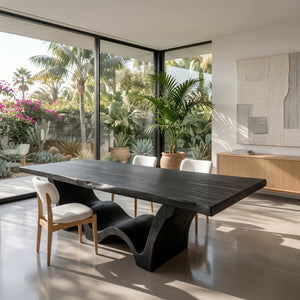Artistic Wave Leg Wood Dining Table For Designer Dining Room