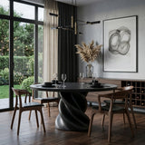 Organic Twisted Pedestal Round Wood Dining Table For Breakfast Nook