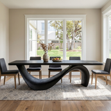 Modern Wooden Dining Table With Curved Base For Dining Area
