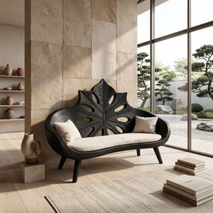 Contemporary Sunburst Leaf Back Bench For Lounge Interior Space