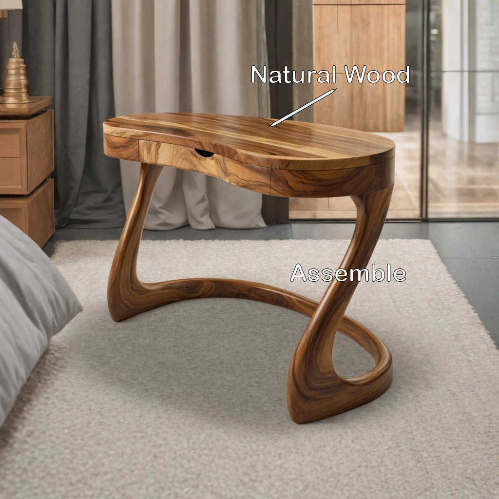 Modern Sculpted Desk With Drawers For Minimalist Home Office