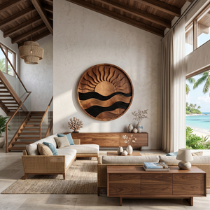 Mid Century Sunset Wave Wall Art For Interior