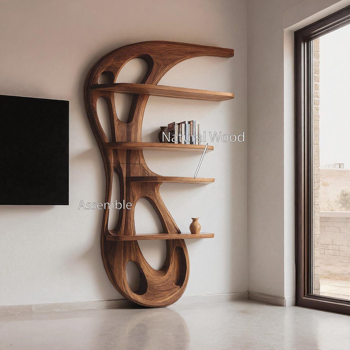 Modern Organic Bookshelf For Living Room Interior Decor