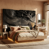 Organic Tree Sculpture Wood Headboard For Tropical Luxury Bedroom