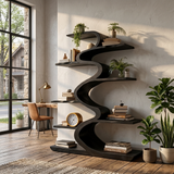 Modern Wooden Bookshelf Flowing Form For Living Room