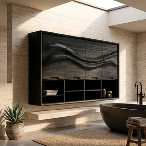 Organic Wave Panel Bathroom Cabinet Primary Bathroom