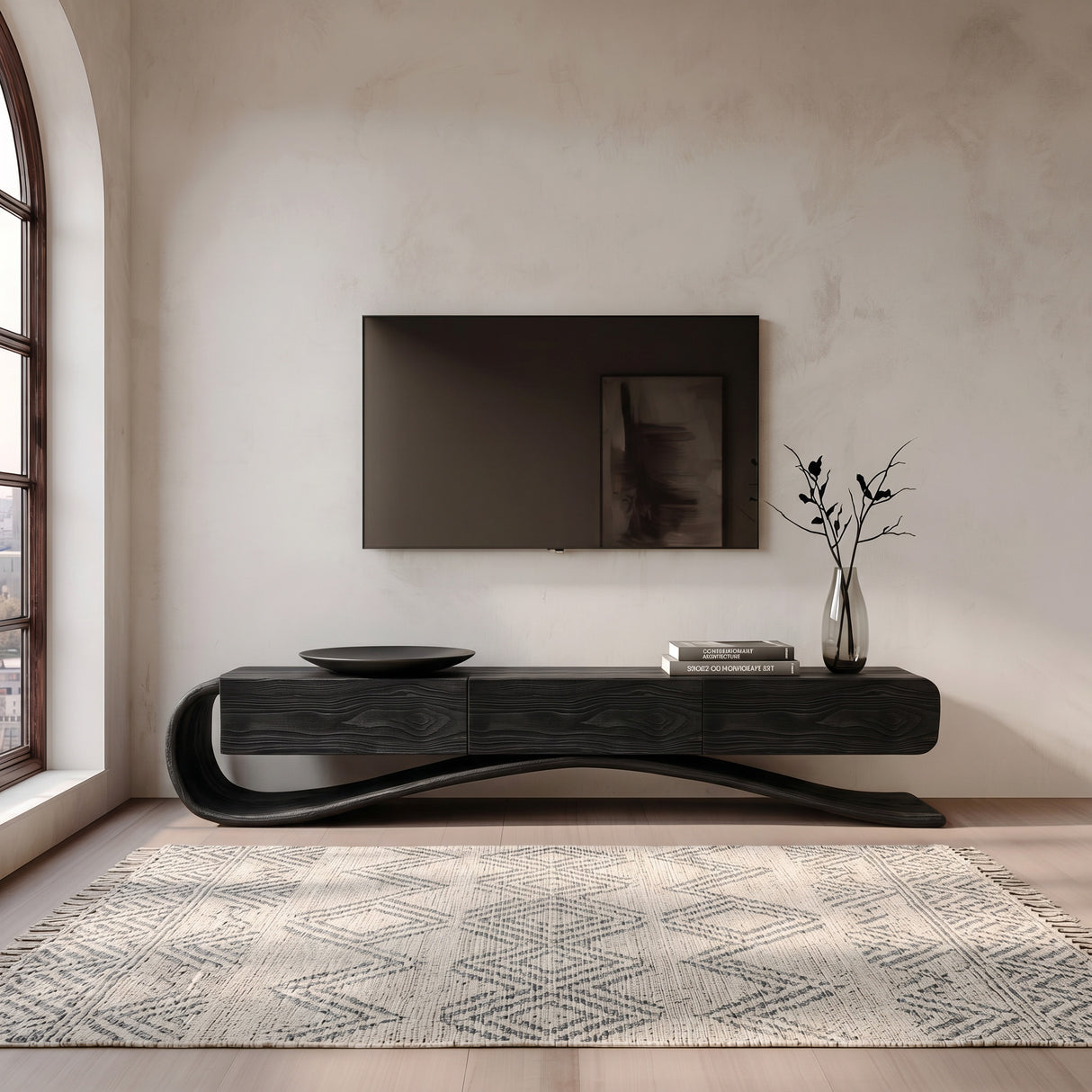 Organic Modern Cantilever TV Console For Living Room Decor