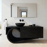 Modern Bathroom Vanity With Curved Loop Base For Bathroom Use