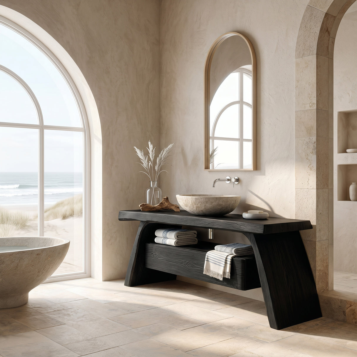Modern Wooden Bathroom Vanity With Integrated Cabinet For Bathroom