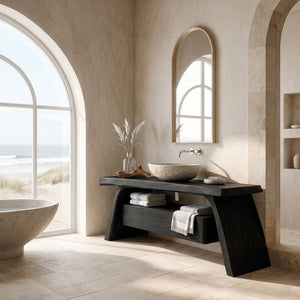 Modern Wooden Bathroom Vanity With Integrated Cabinet For Bathroom