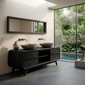 Organic Bathroom Vanity With Drawers On Both Sides For Bathroom