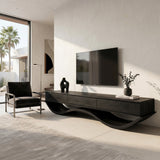 Modern Sculptural TV Console With Curved Base For Living Room