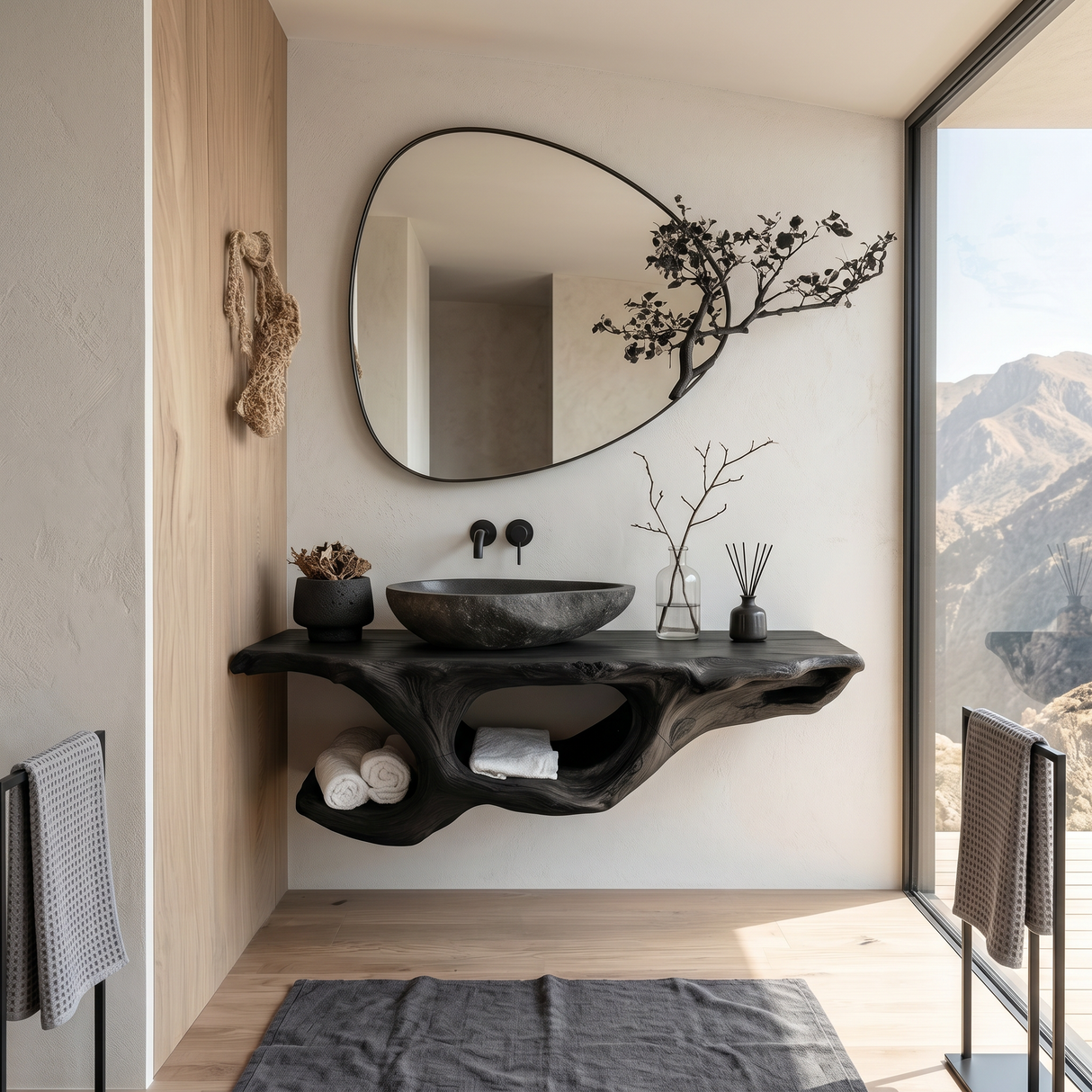 Organic Live Edge Floating Vanity Spa Retreat