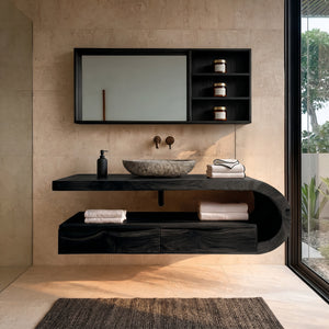 Modern Floating Bathroom Vanity With Curved Frame For Bathroom