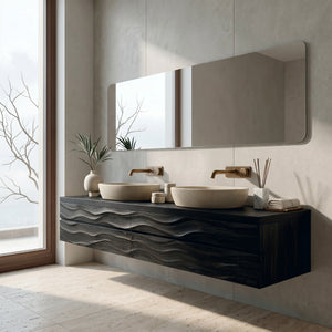 Modern Floating Bathroom Vanity With Wave Texture For Bathroom