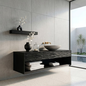 Contemporary Floating Bathroom Vanity With Textured Front For Bathroom