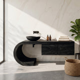 Organic Floating Bathroom Vanity With Sculptural Curved Base For Bathroom