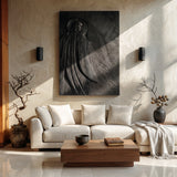 Contemporary Wooden Wall Art With Carved Figure For Living Room