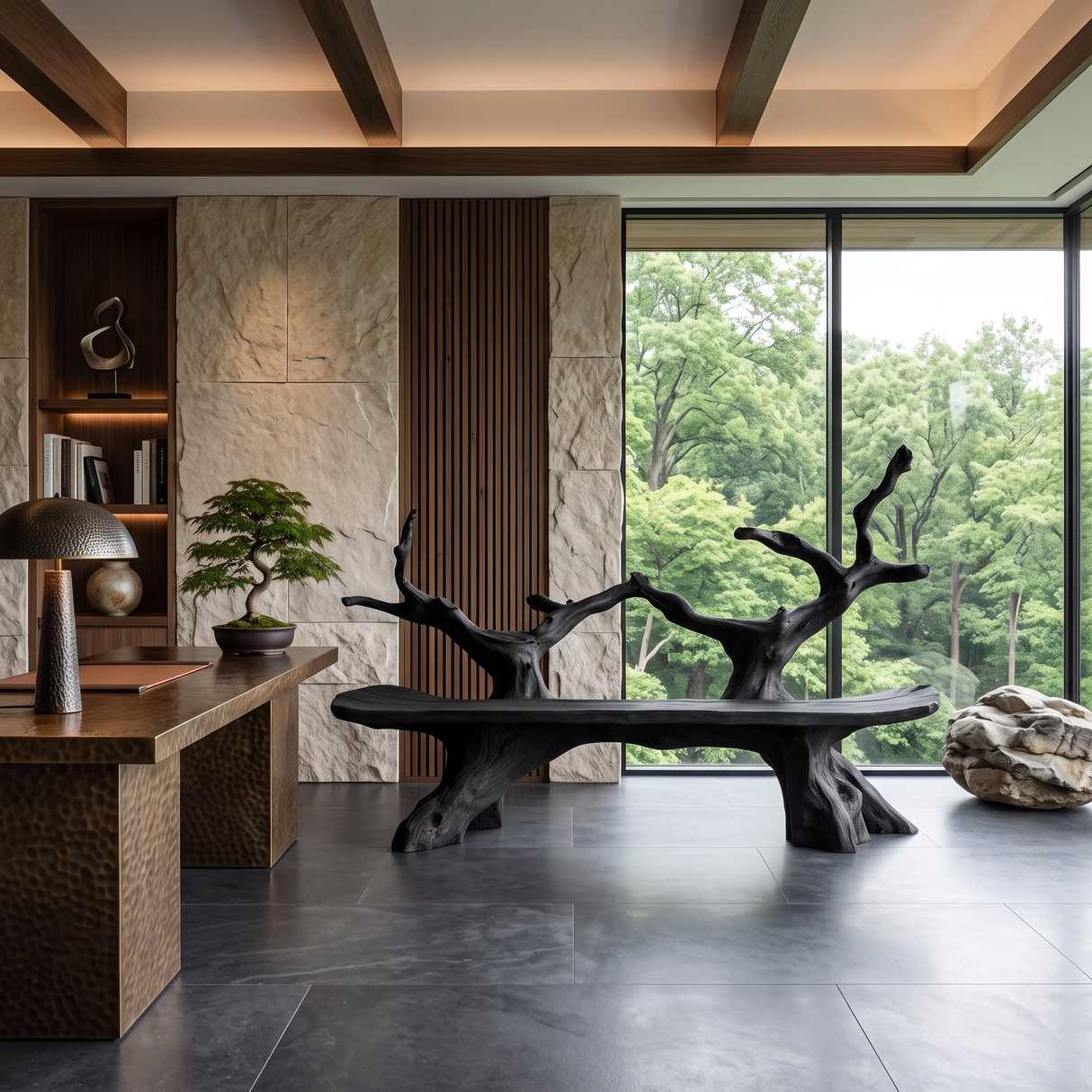 Mid Century Live Edge Bench For Elegant Patio