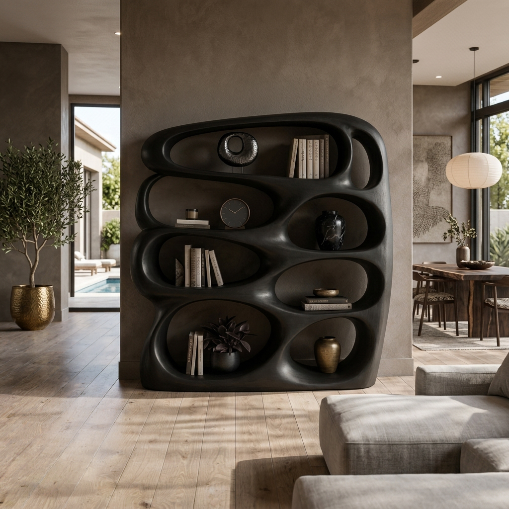 Sculptural Wooden Bookshelf Architecture Inspired Design For Modern Homes