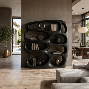 Sculptural Wooden Bookshelf Architecture Inspired Design For Modern Homes