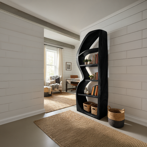 Mid Century Modern Unique Bookshelf Living Room Storage