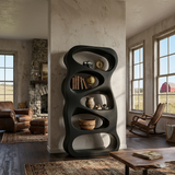 Organic Wooden Book Storage For Living Furniture