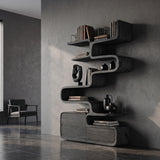 Scandinavian Sculptural Wooden Bookshelf For Living Room