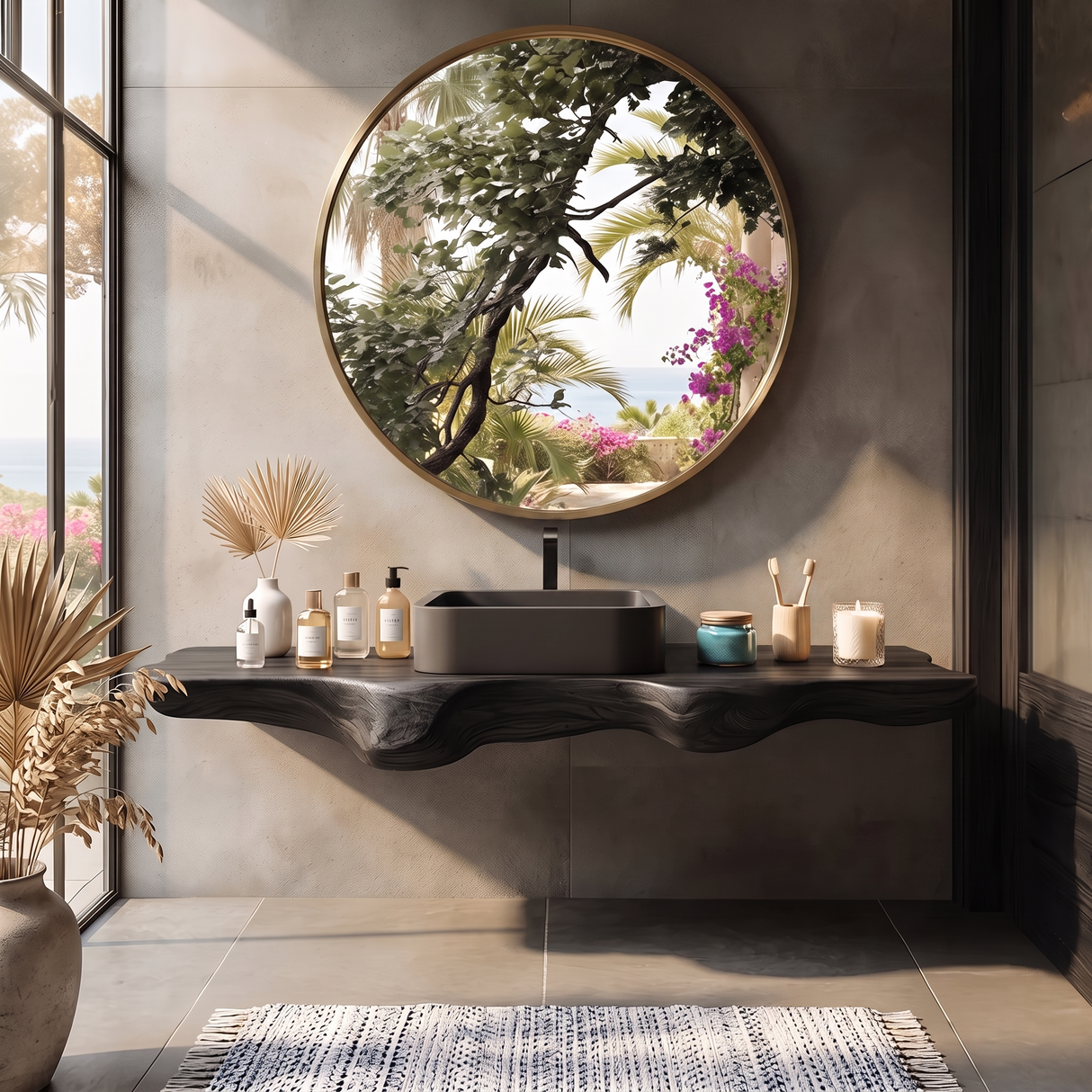 Mid Century Solid Wood Vanity For Sleek Bathroom