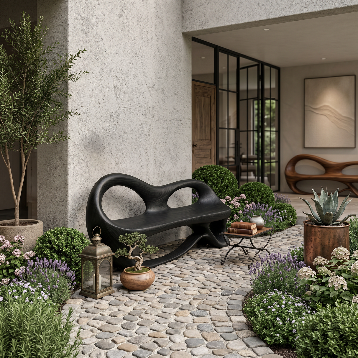 Organic Sculptural Bench For Luxury Entryway Decor