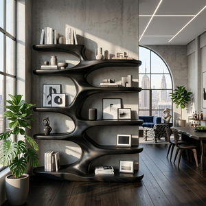 Handcrafted Sculptural Wood Bookshelf For Home Library