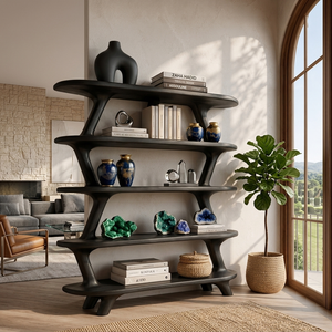 Modern Wooden Bookshelf With Storage Function For Living Room