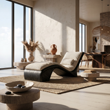 Sculptural Wood Chaise Lounge Coastal Modern Oceanfront Residence