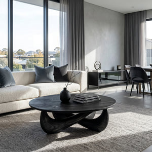 Modern Round Coffee Table With Crossed Base For Living Room