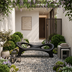 Organic Curved Hallway Bench For Contemporary Hallway Seating