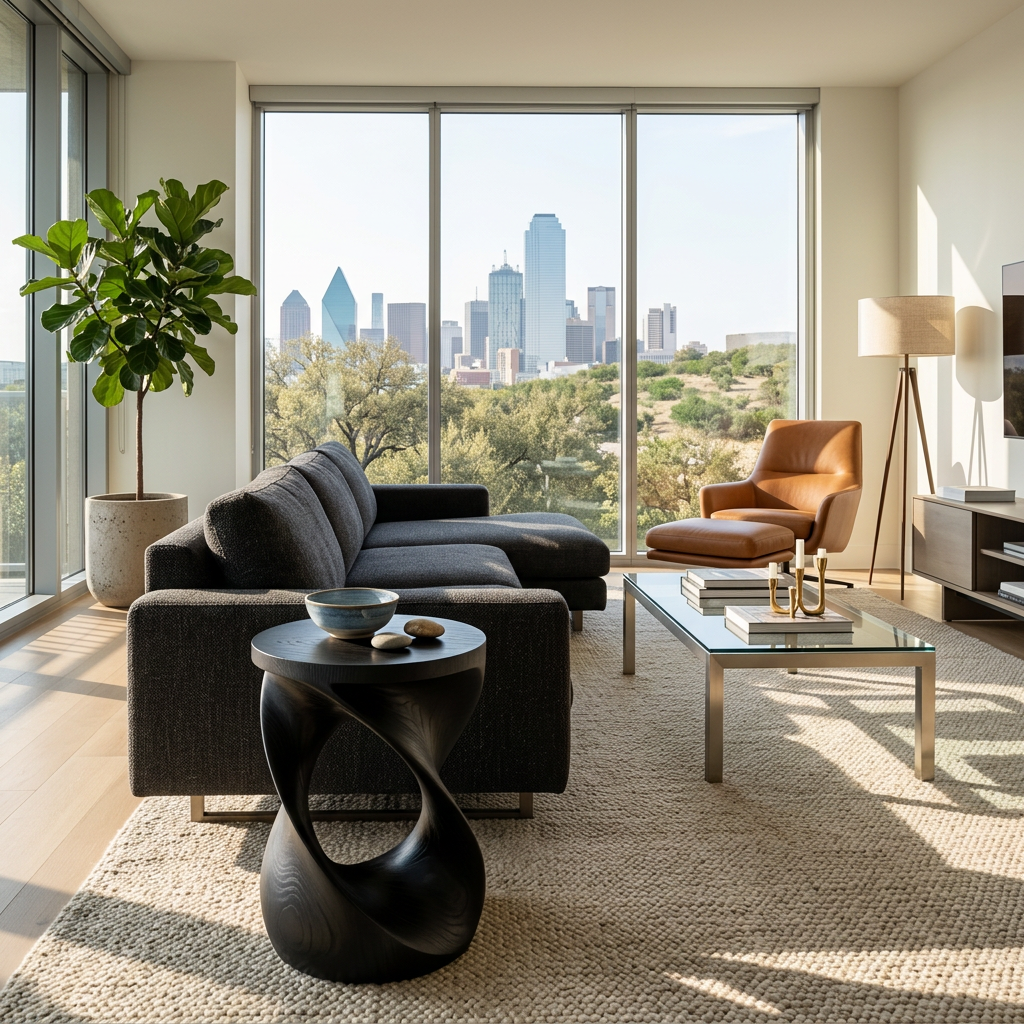 Wooden Side Table With Sculptural Twisted Base For Living Room