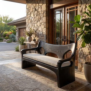 Modern Sofa With Sculptural Wood Frame For Home