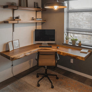 Modern Live Edge Corner Desk For Home Office