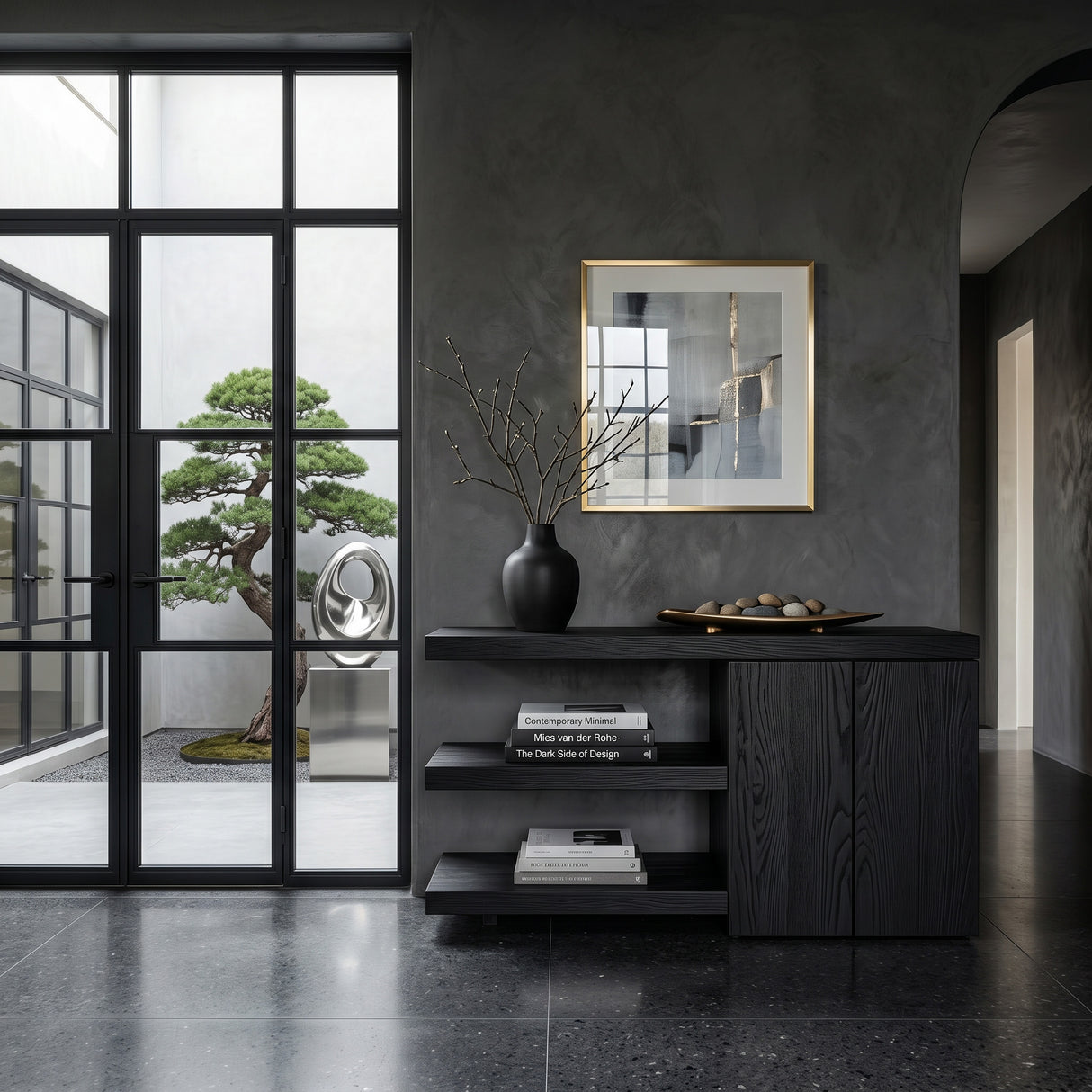 Contemporary Asymmetrical Wooden Console Table For Entryway