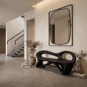 Organic Bench With Flowing Sculpture Form For Hallway